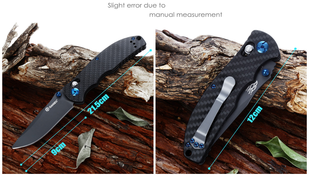 มีดพับ Ganzo รุ่น G7503CF สีดำ ด้ามลายคาร์บอนไฟเบอร์ ของแท้ 100%