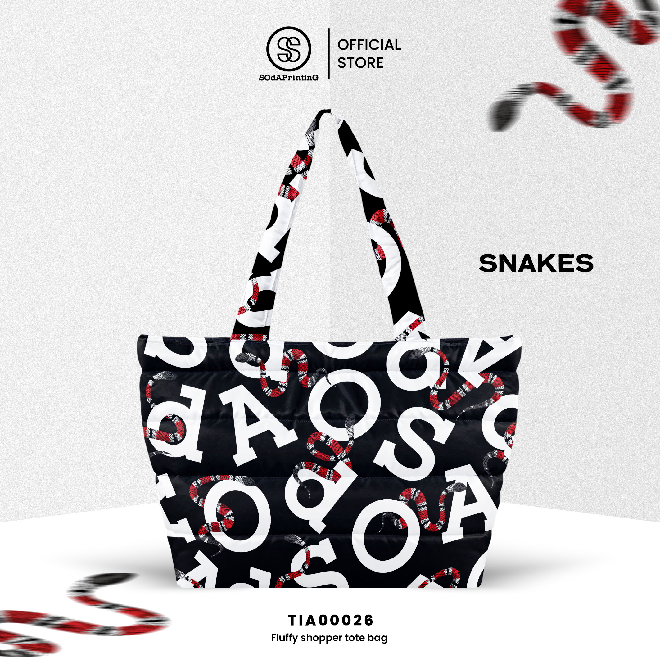 กระเป๋า Fluffy Shopper Tote Bag SNAKES Collection🐍 รหัส TIA00026 #SOdAPrintinG