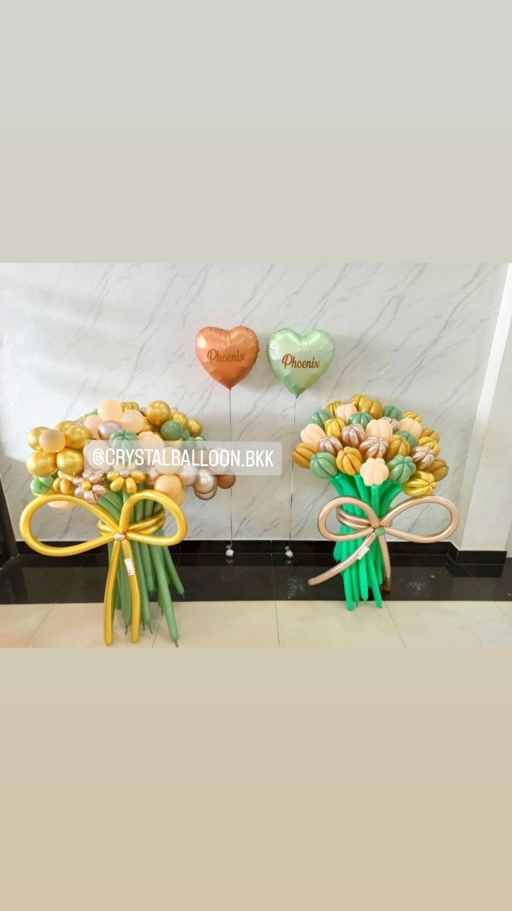สั่ง Flower Balloon Jumbo Bouquet ช่อ 30 ดอก 2 ช่อ พร้อม ฟอยล์หัวใจ ขนาด 18" ตั้งเดี่ยว 2 ชิ้น พร้อมตกแต่ง สามารถเปลี่ยนสีลูกโป่ง/เปลี่ยนข้อความ/เปลี่ยนสี-ฟอยล์ตกแต่งได้