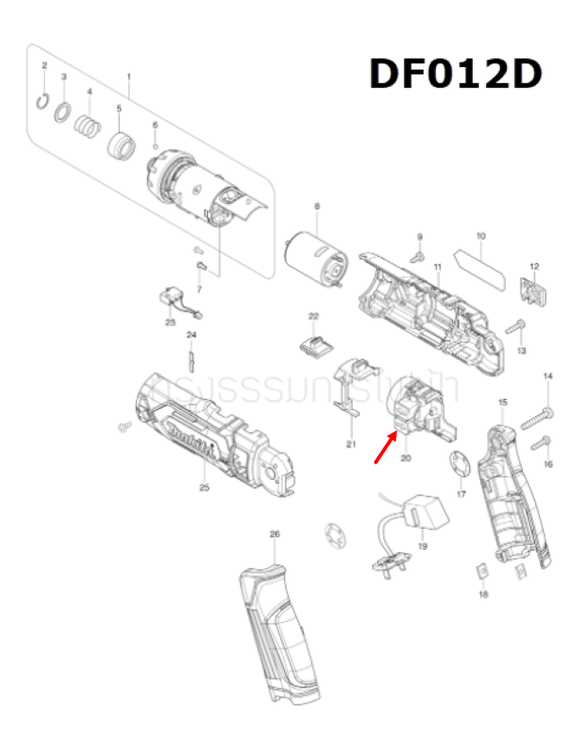 SWITCH UNIT สว่านไขควงไร้สาย Makita มากีต้า DF012D, DF010D, DF010DSE [#20] Pn.638605-2 (แท้) ## (*)