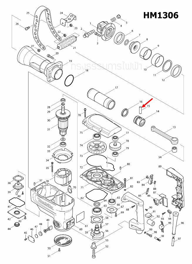 สลักลูกสูบ แย็ก มากีต้า HM1302, HM1305, HM1306, HM1307C ฮิตาชิ PH65A(Ø12mm.) #I9