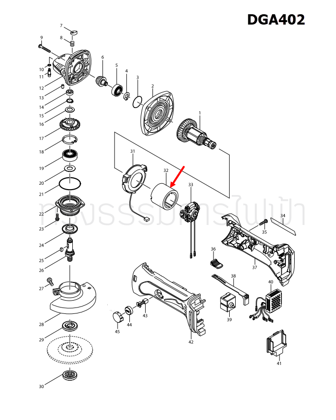 YOKE UNIT หินเจียร Makita มากีต้า DGA402 [#32] Pn.638627-2 (แท้) ##