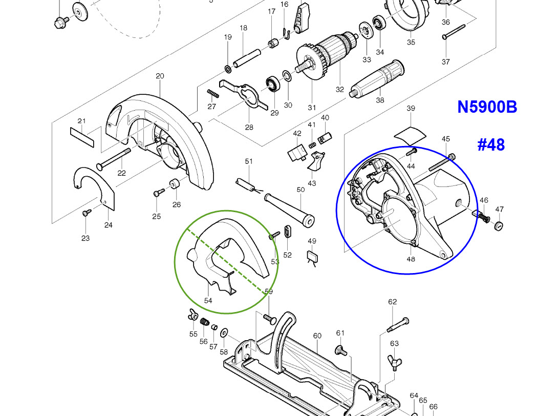 เสื้อฟิลคอยล์ เลื่อยวงเดือน Makita มากีต้า รุ่น N5900B [#48] Pn.151848-4 (แท้) ##(**)