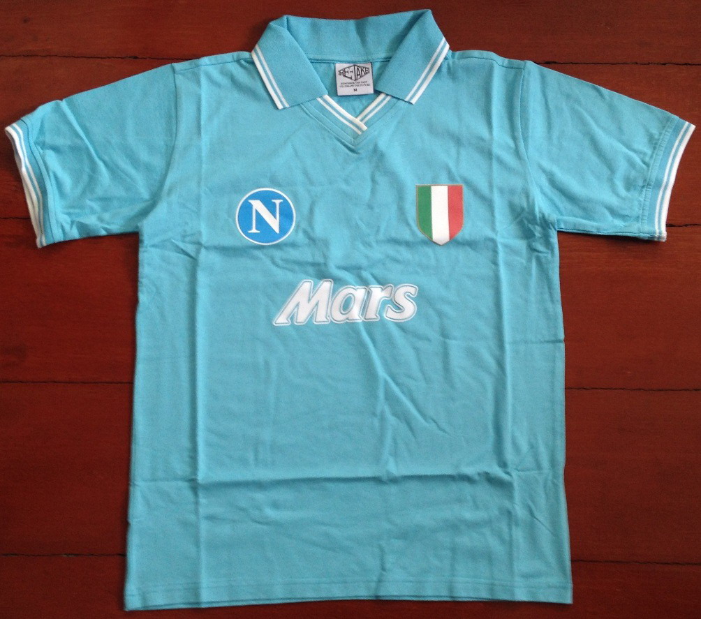 เสื้อฟุตบอล ทีมสโมสรนาโปลี ชุดเหย้า เรโทร 1980s ใหม่ M-Size / NAPOLI Football Shirt Retro Home Kit 1980s Jersey NEW M-Size