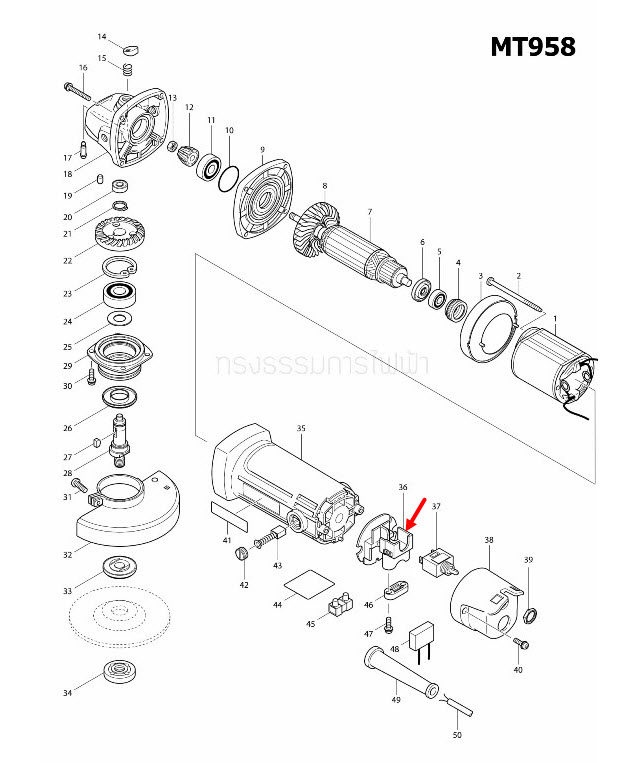 SUPPORT หินเจียร Maktec-มาคเทค MT958 [#36] Pn.417770-8 (แท้) ##