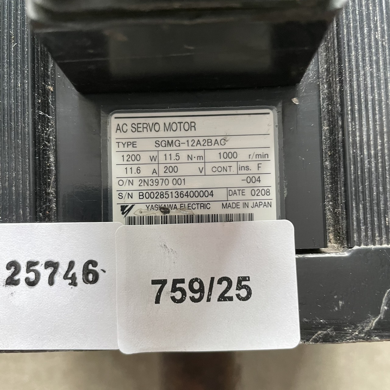 SGMG-12A2BAC SERVO MOTOR " YASKAWA "