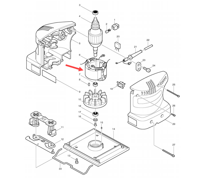 ฟิลคอยล์ เครื่องขัดกระดาษทรายสั่น Makita มากีต้า BO4510 [#6] (แท้) ##