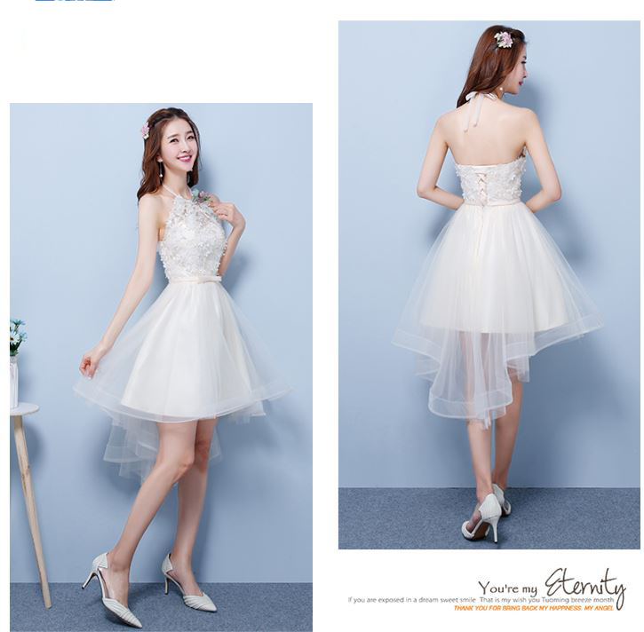 พร้อมเช่า เดรสขาว พรีเวดดิ้ง สวยหวาน กระโปรงตาข่าย ตัวชุดลูกไม้&แต่งโบว์ช่วงเอว (ซิปหลัง)