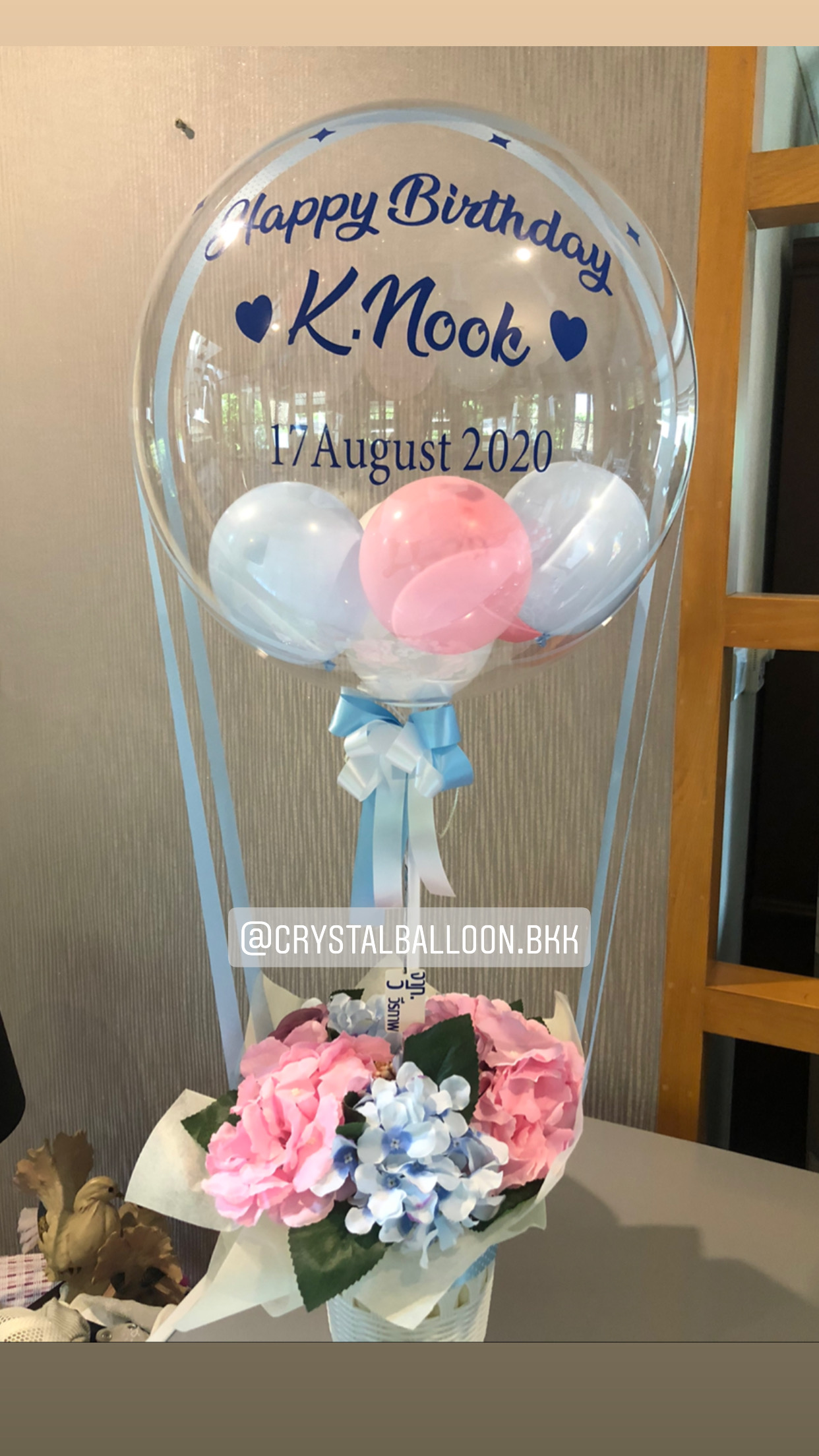 Flower Balloon วันเกิด Bubble 18" พร้อม กล่องดอกไม้ประดิษฐ์ 1 กล่อง,ลูกโป่ง 6" 8 ลูก พร้อมตกแต่ง สามารถเปลี่ยนสีลูกโป่ง/เปลี่ยนข้อความ/เปลี่ยนขนาด/เปลี่ยนดอกไม้ได้