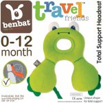 หมอนรองคอและศีรษะเด็ก BENBAT Travel Friends ให้นอนตามหลักสรีระ สำหรับวัย 0-12 เดือน สีเขียว ลายกบ