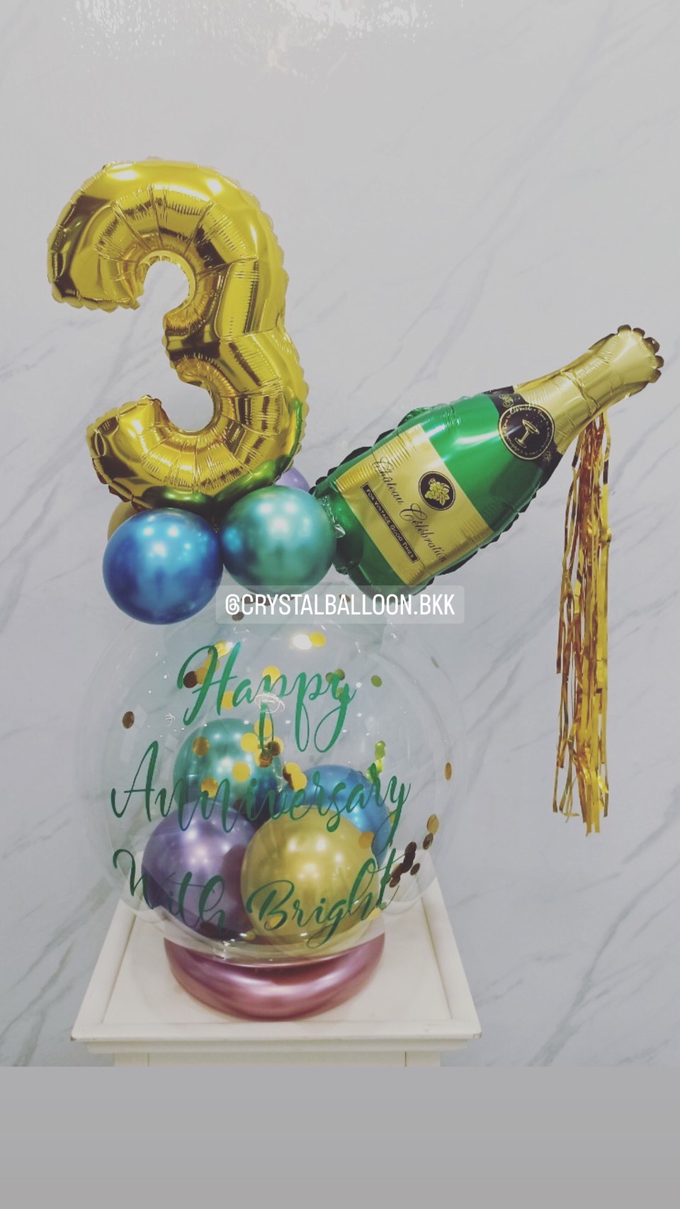ลูกโป่ง วันครบรอบ Happy Anniversary Bubble ขนาด 18" พร้อมตกแต่ง ฟอยล์ตัวเลข ขนาด 16" 1 ชิ้น,ฟอยล์ตกแต่ง 1 ชิ้น สามารถเปลี่ยนสีลูกโป่ง/เปลี่ยนข้อความ/เปลี่ยนขนาดได้