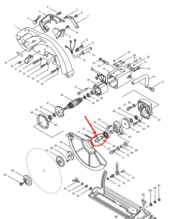 แกนเพลา เลื่อยวงเดือน Makita มากีต้า รุ่น 5402 #H13