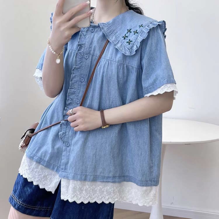 เสื้อยีนส์แต่งปกลายปัก