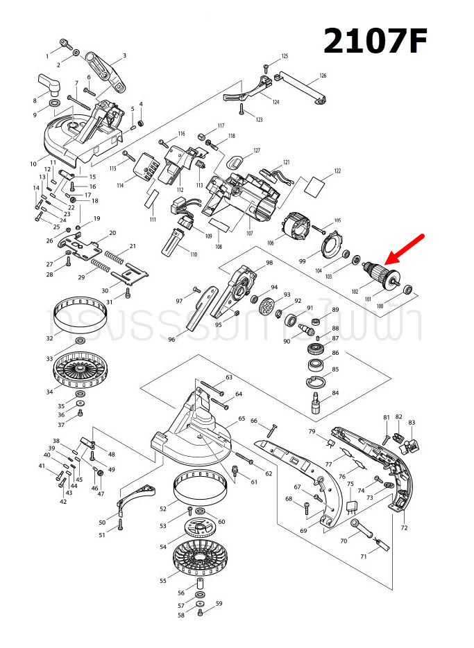 ทุ่น เลื่อยสายพานตัดโลหะมือถือ Makita มากีต้า 2107F (แท้) ##