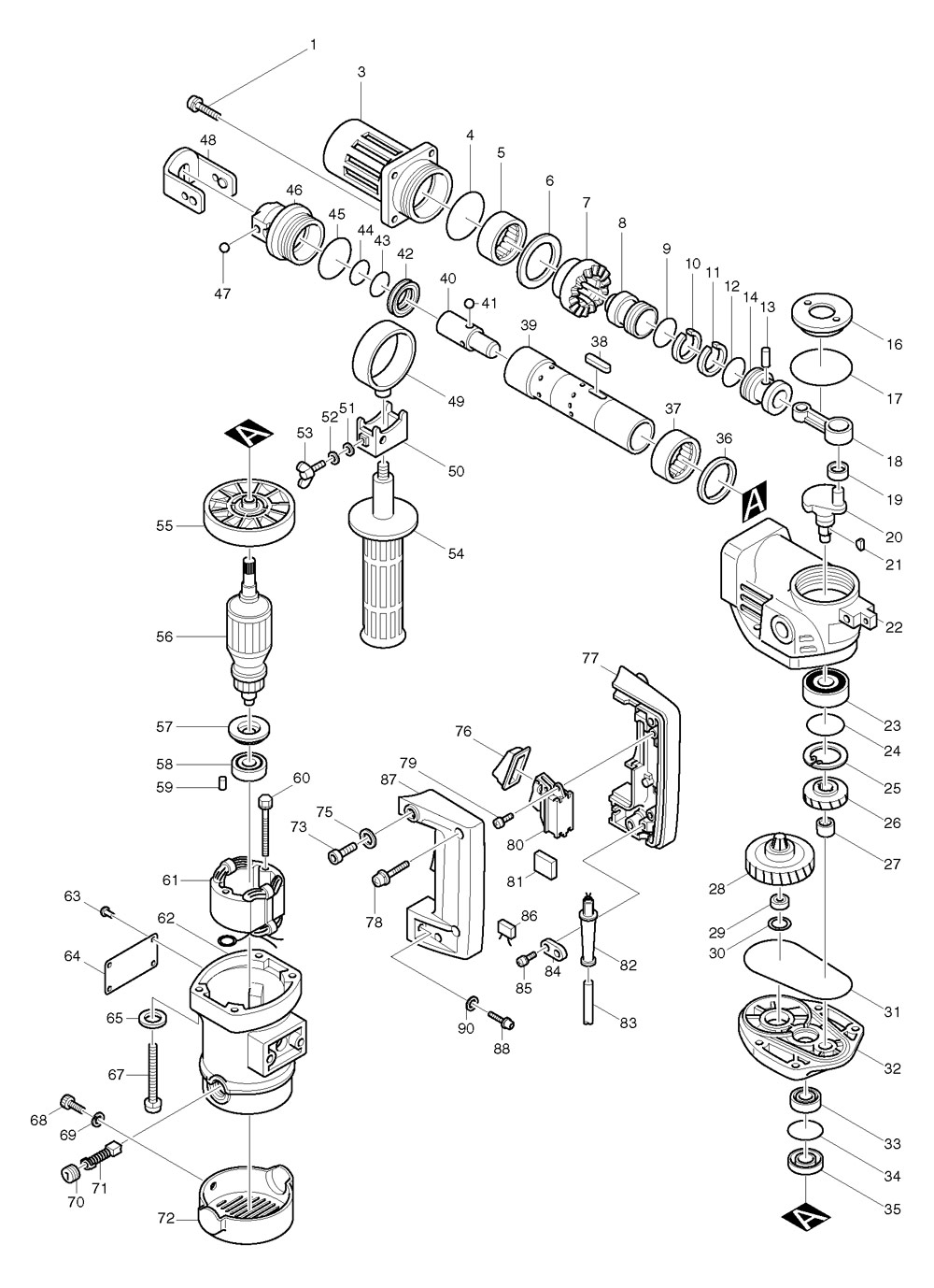 HR3520 สว่านโรตารี่ Makita Spare Parts