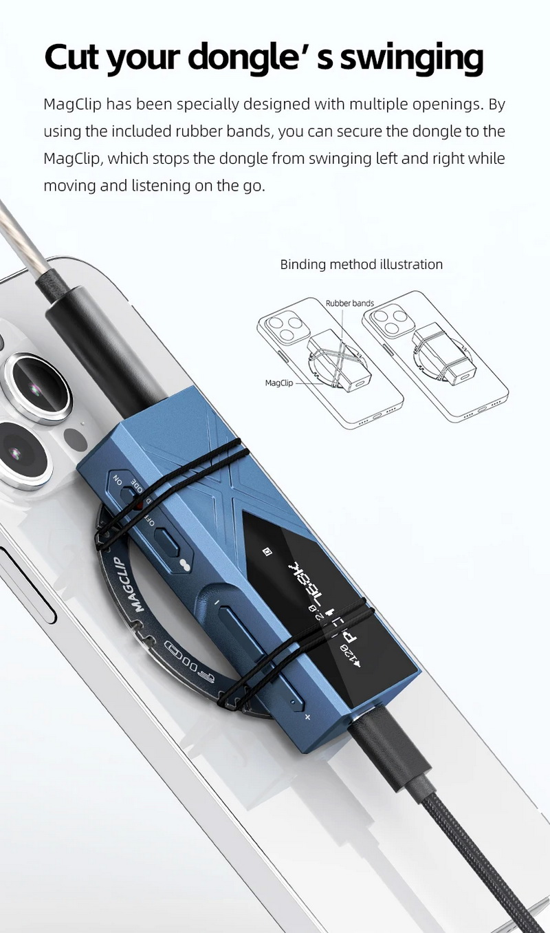 FiiO MagClip ชุดแม่เหล็กช่วยยึดหางหนู ออกแบบมาเป็นพิเศษสำหรับ iPhone ที่มีฟังก์ชัน MagSafe
