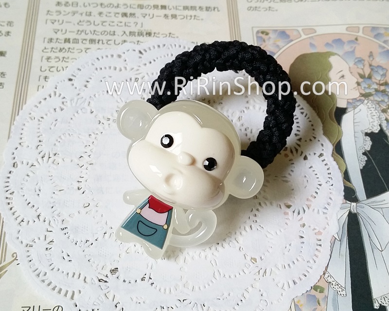 Aznavour ยางรัดผมลิงน้อยเซลลูโลส แต่งคริสตัล Swarovski (White )