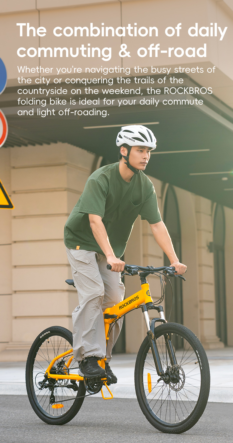 ROCKBROS SGD Folding Mountain Bike, Aluminum Alloy Frame, 26" Wheelset, 24 Speed