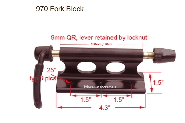 แร็คยึดกระบะ Hollywood Racks 9mm Bike Fork Truck Mount, T970 แร็คบรรทุกจักรยาน