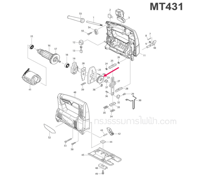 เฟือง เลื่อยจิ๊กซอว์ มาคเทค-Maktec MT431, 4324, 4329 [#23] Pn.153260-4 (แท้) ## (**)