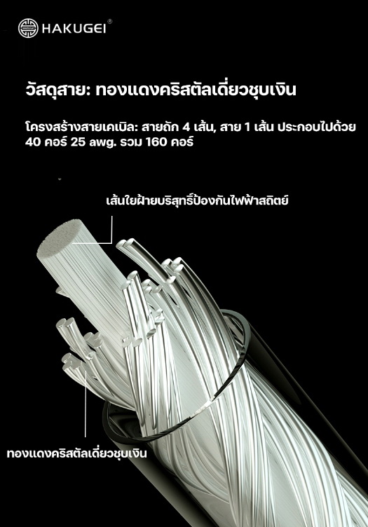 Hakugei Silver Cat สายอัพเกรดหูฟังทองแดงคริสตัลเดี่ยวชุบเงิน ระดับเทพ ทำด้วยมือทุกขั้นตอน [Drizzy Exclusive]