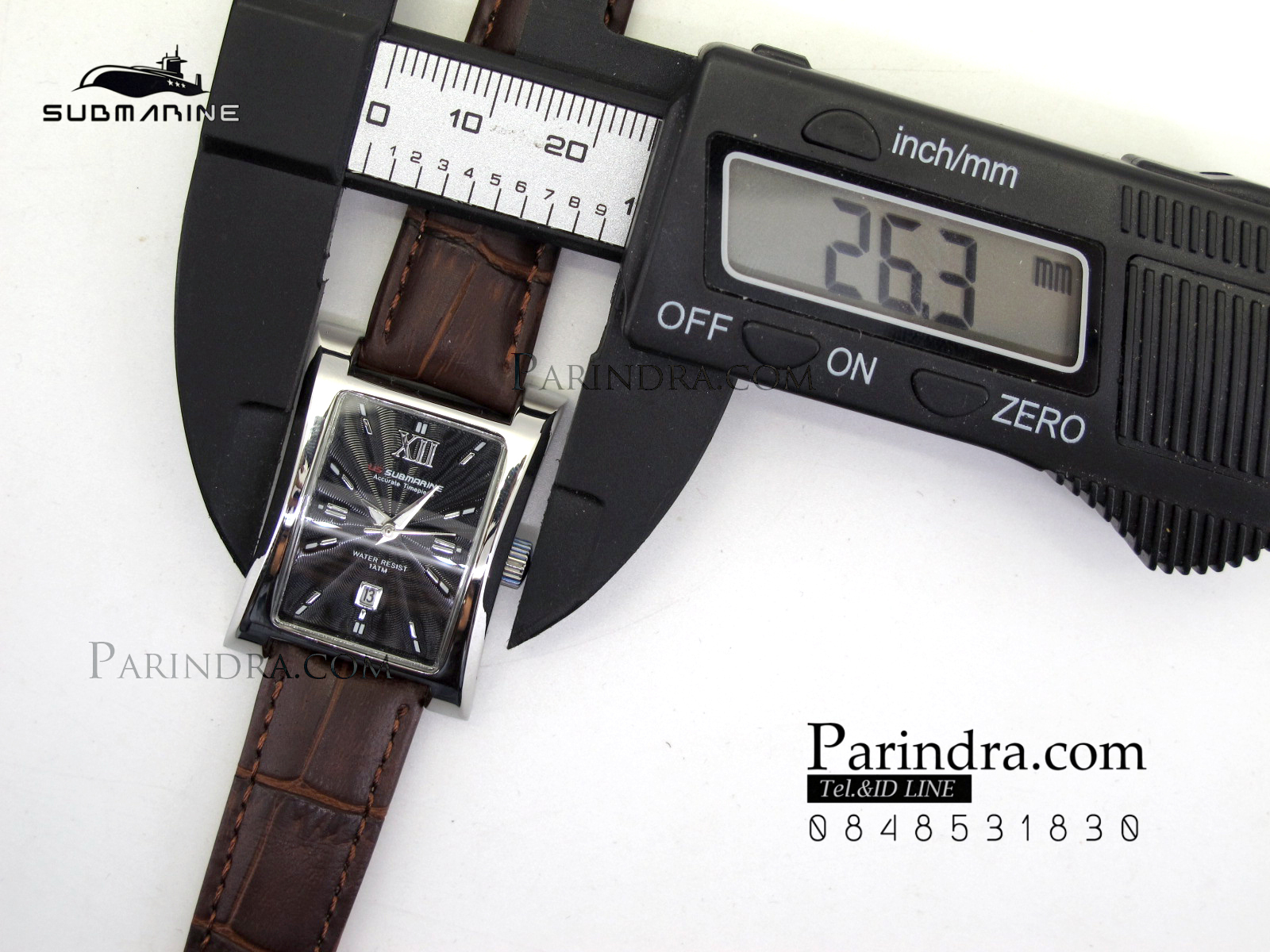 นาฬิกา US Submarine J113L-MD ของแท้ 100 % สายหนังน้ำตาลหน้าปัดดำ คู่