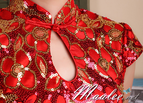 พร้อมเช่า ชุดกี่เพ้า ชุดจีน ชุดแฟนซี สีแดง กระโปรงผ้าซาติน พร้อมเช่า