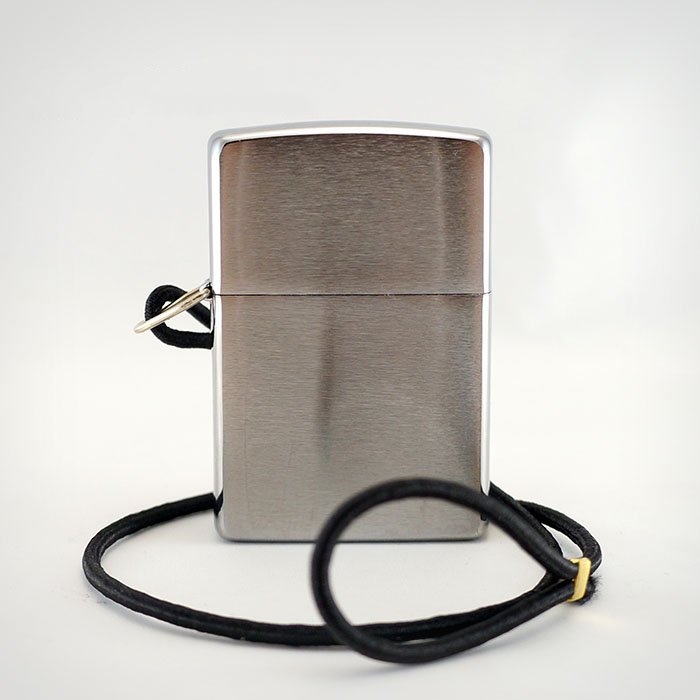 ไฟแช็ค Zippo แท้ สีเงิน รุ่นสายเชือกกันหาย "Zippo 275, Loop & Lanyard-Lossproof Brush Chrome " แท้นำเข้า 100%