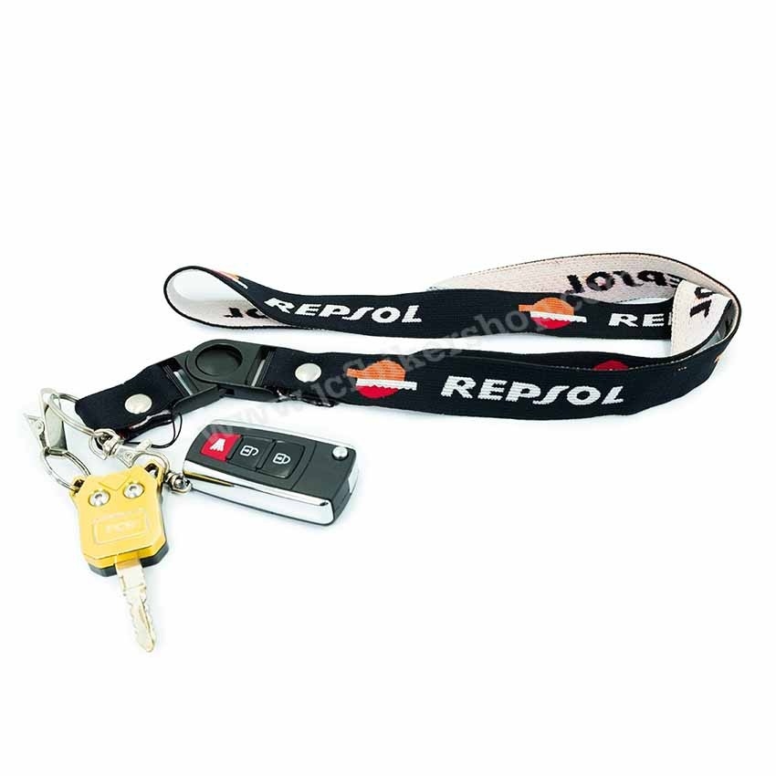 สายคล้องบัตร สายคล้องคอ สายคล้องกุญแจ สายคล้องโทรศัพท์ REPSOL(มีตัวปลดล็คปลายสาย)