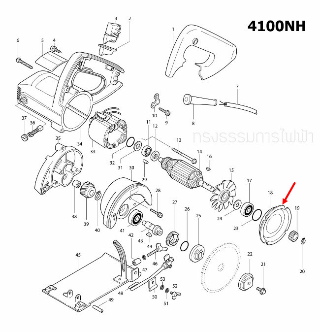 แผ่นบังทุ่น เครื่องตัดคอนกรีต Makita มากีต้า 4100NB [#14], 4100NH [#18] Pn.343289-0 (แท้) ##