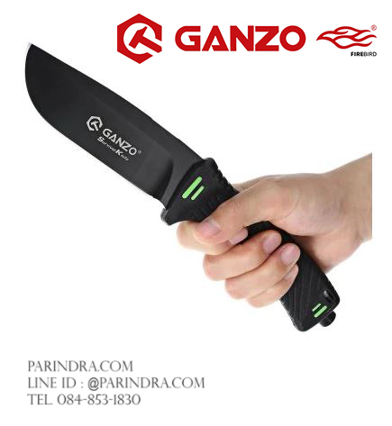 มีดใบตายเดินป่า Ganzo Hunting Survival Knife กานโซ่ รุ่น G-8012DY ด้ามสีดำ ของแท้ 100%