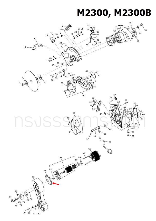 FAN GULDE แท่นตัดปรับองศา Maktec มาคเทค, Makita มากีต้า MT230 [#113], M2300, M2300B [#84] Pn.JM23000098 (แท้) ##