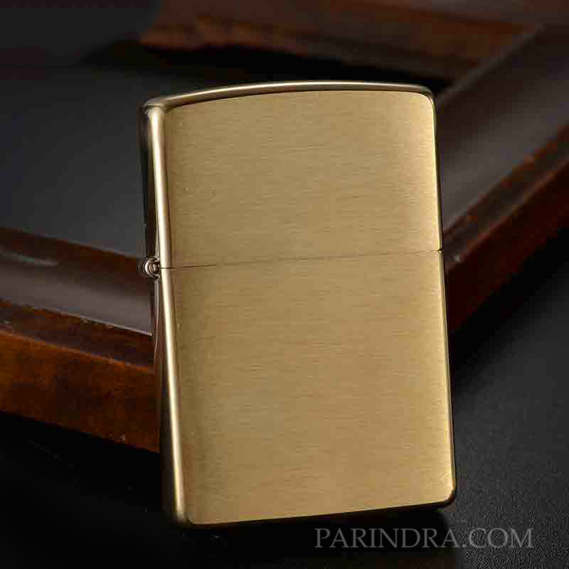 ไฟแช็ค Zippo แท้ สีทอง " Zippo 204B Brush Brass Fin " แท้นำเข้า 100%