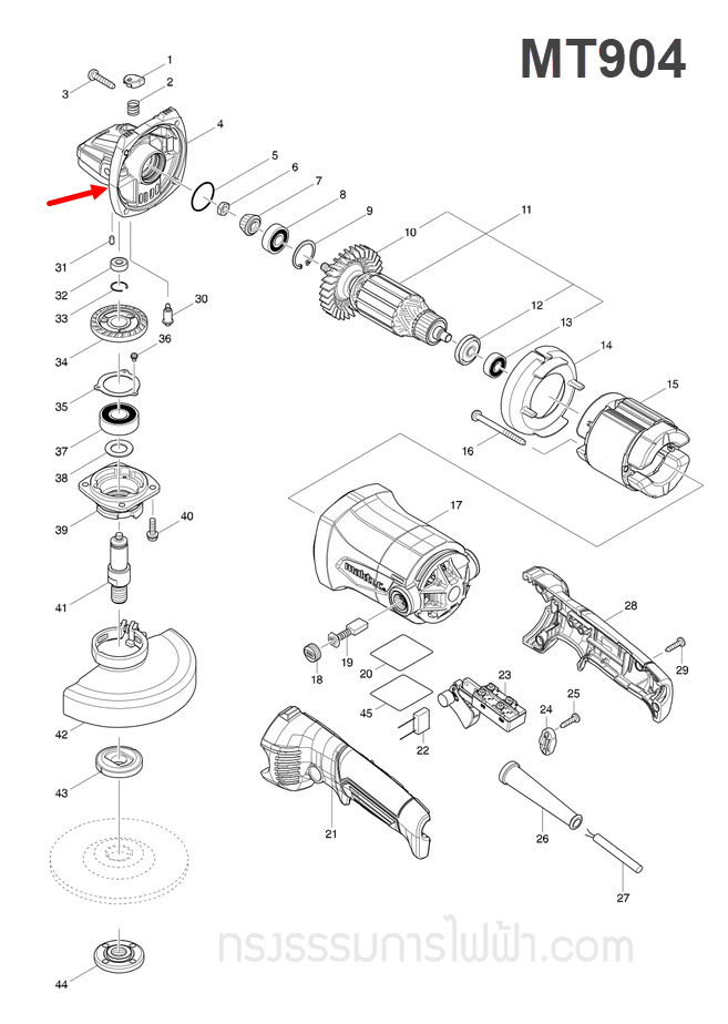 หัวกระโหลก หินเจียร Maktec-มาคเทค MT904, M9002 [#4] Pn.319178-1 (แท้) ##(**)