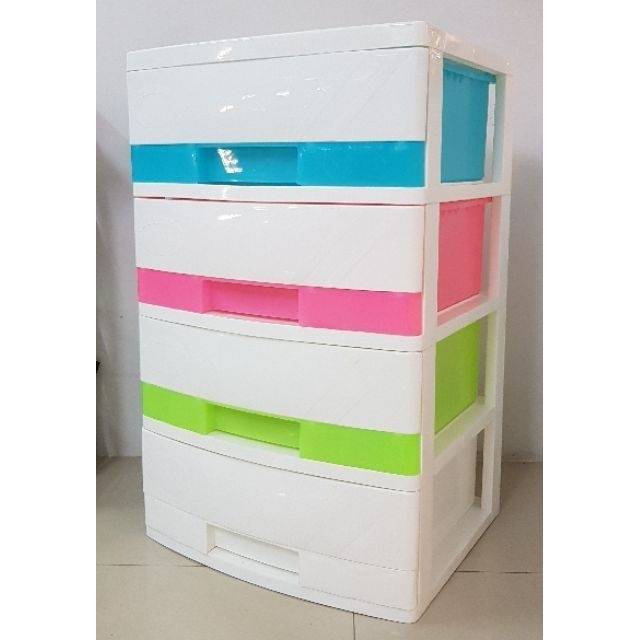 ลิ้นชักพลาสติก จับโบ้ 4 ชั้น ขนาด 56 x 45 x 91 cm.