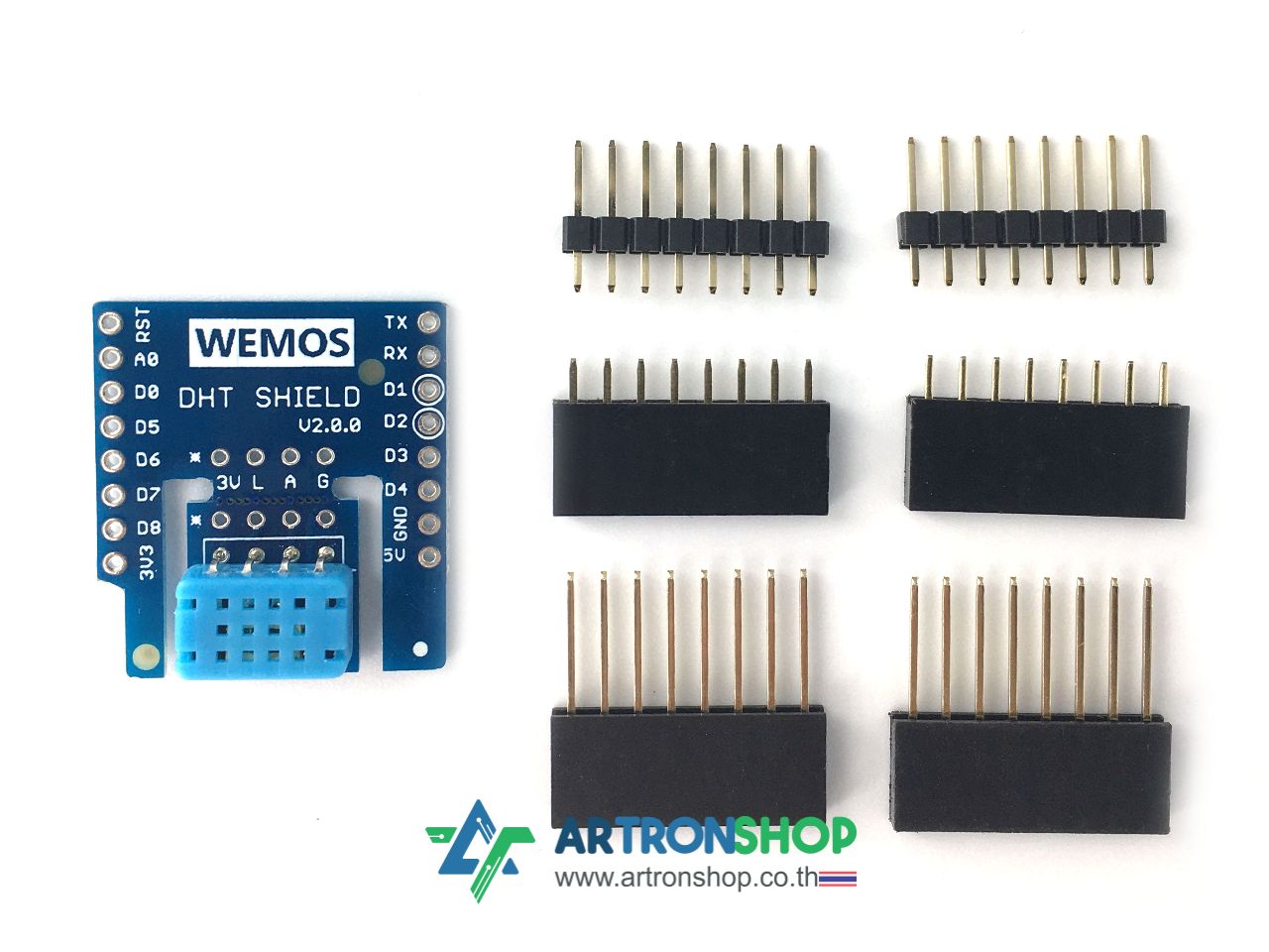 DHT Shield V2.0.0 for WeMos D1 mini โมดูลเสริมเซ็นเซอร์วัดอุณหภูมิและความชื้นสำหรับ WeMos D1 Mini