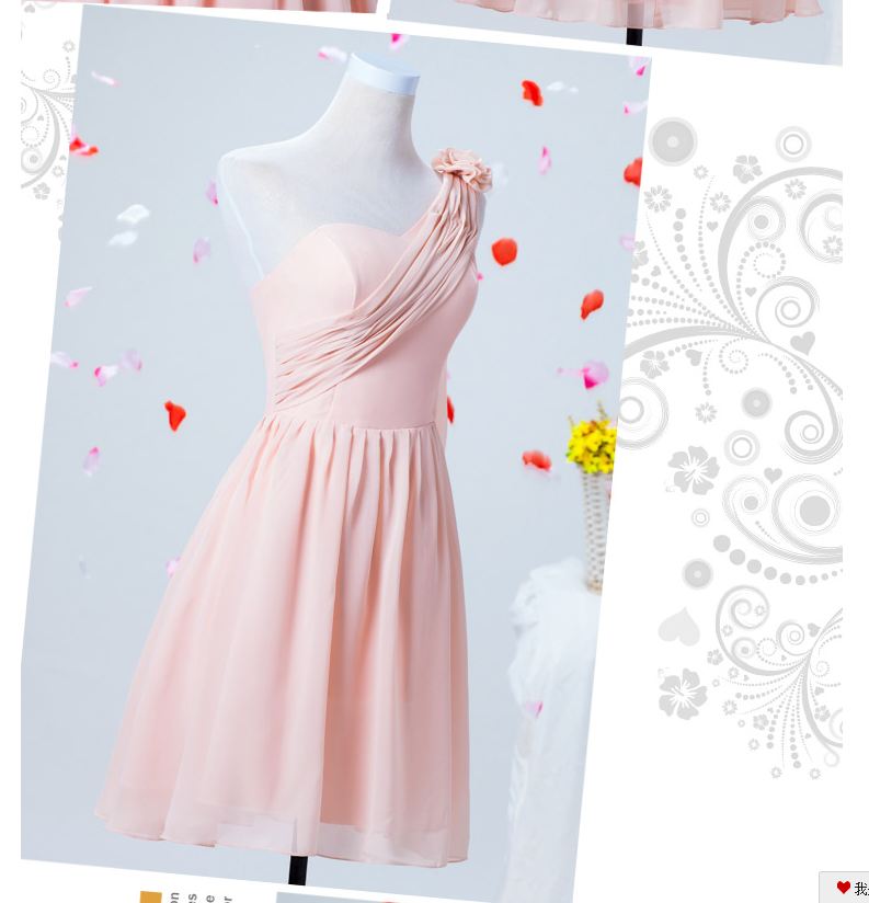 พร้อมส่ง ชุดราตรีสั้น สีชมพูอ่อน ชุดเพื่อนเจ้าสาว Pink-001D