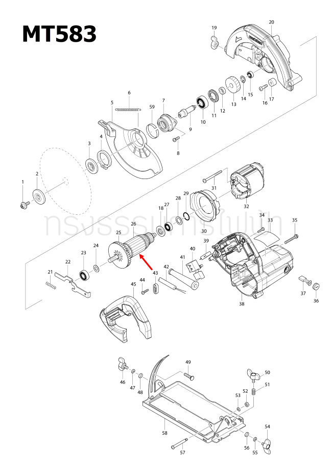 ทุ่น เลื่อยวงเดือน Maktec, Makita MT583, M5801, M5801B Pn.510423-9, 513863-0 (แท้) ##(*)