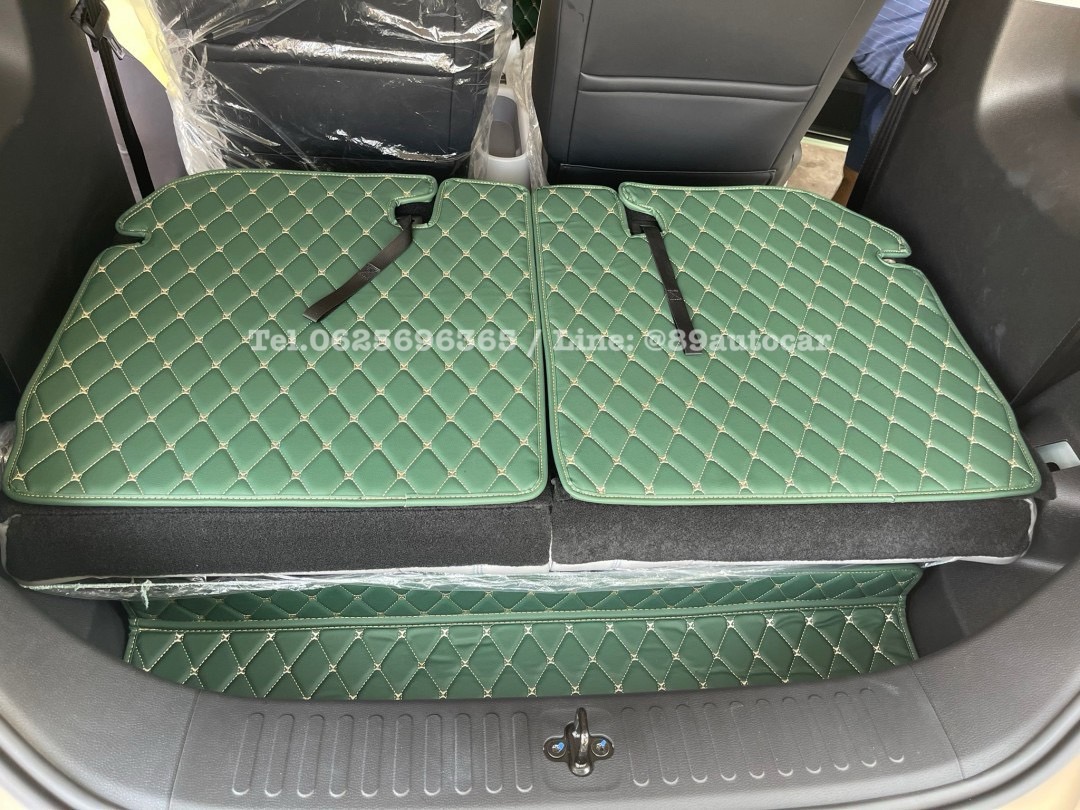 พรมปูพื้นรถยนต์ Wuling Air EV ปูพรม6D สีเขียวด้ายทอง เต็มคัน