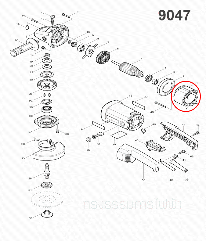 ฟิลคอยล์ หินเจียร 7" มากีต้า รุ่น 9047, 9049 (ใช้แบบเดียวกัน) Pn.526048-9 (แท้) ##