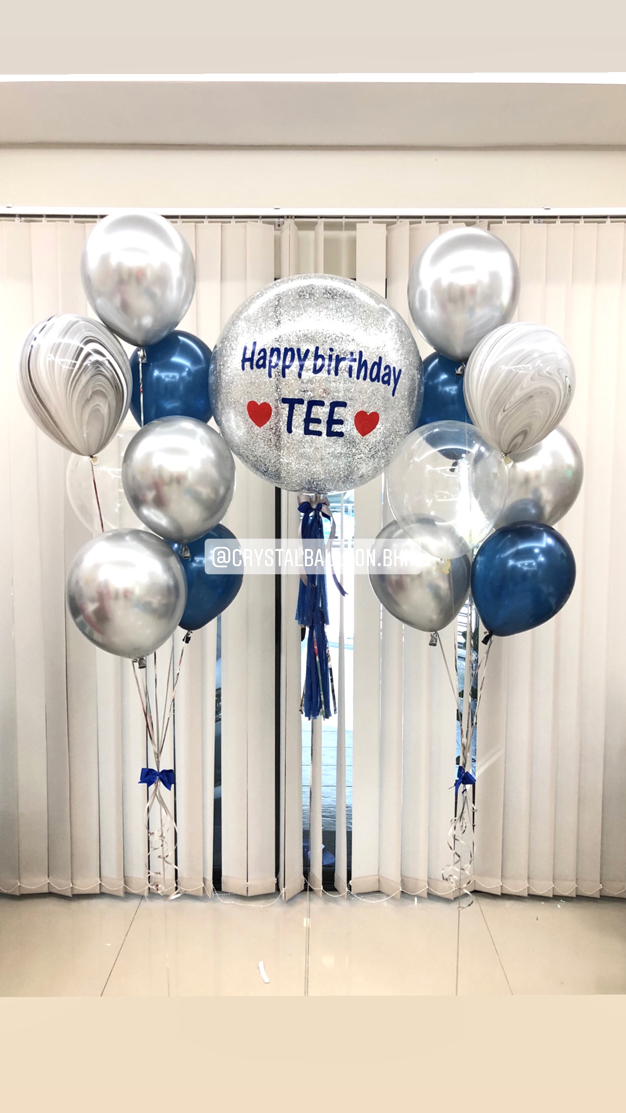 ลูกโป่ง วันเกิด Bubble ขนาด 24" Theme Dark Blue พร้อม ช่อลูกโป่ง 7 ลูก 2 ช่อ,ลูกโป่งลายหิน USA 2 ลูก พร้อมตกแต่ง สามารถเปลี่ยนสีลูกโป่ง/เปลี่ยนข้อความ/เปลี่ยนขนาดได้