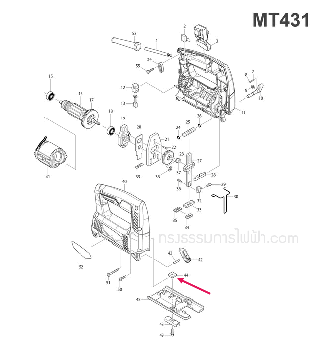 HOLDER เลื่อยจิ๊กซอว์ มาคเทค-Maktec,มากีต้า-Makita MT431, M4301B, 4323, 4324, 4327, 4329 Pn.343540-8 (แท้) ##
