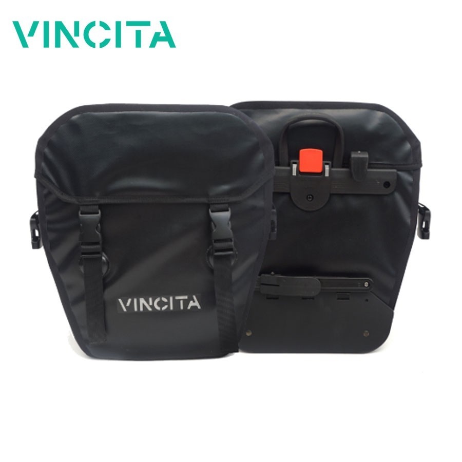 Vincita B060WP-AR กระเป๋าแพนเนียร์กันน้ํา 100% ใบใหญ่ แบบมีฝาครอบ คลิปปลดเร็ว Klickfix มีสายสะพาย ราคาต่อคู่ (2ใบ)