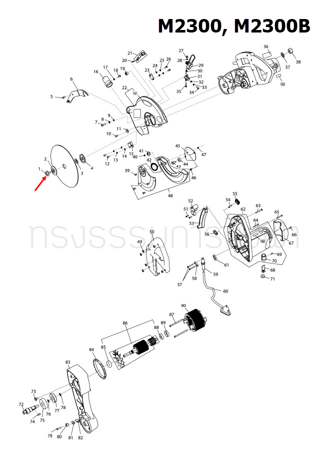 BLADE LOCK BOLT แท่นตัดองศา Maktec, Makita MT230 [#64], M2300, M2300B [#1] Pn.JM23000054 (แท้) ##