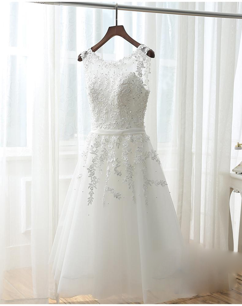 Pro-order เดรสสวย ถ่ายพรีเวดดิ้ง แขนกุด สวยหวานโชว์หลัง (ซิปหลัง)