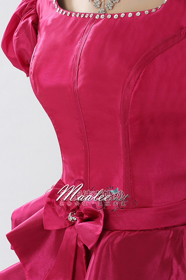 พร้อมเช่า ชุดแฟนซี เช่า 500 ชุดราตรีสั้น กระโปรงทรงบอลลูน สีชมพู ดำ แขนตุ๊กตา