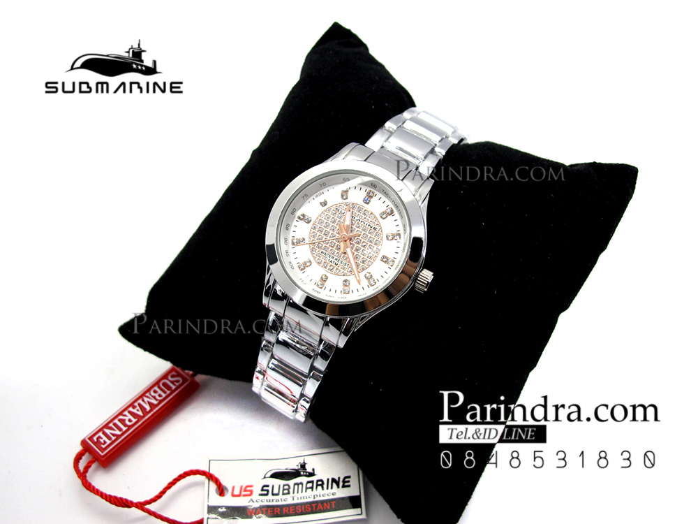 นาฬิกา U.S. submarine รุ่น J075L หน้าปัดคริตตัลสีขาวลาย Pink Gold
