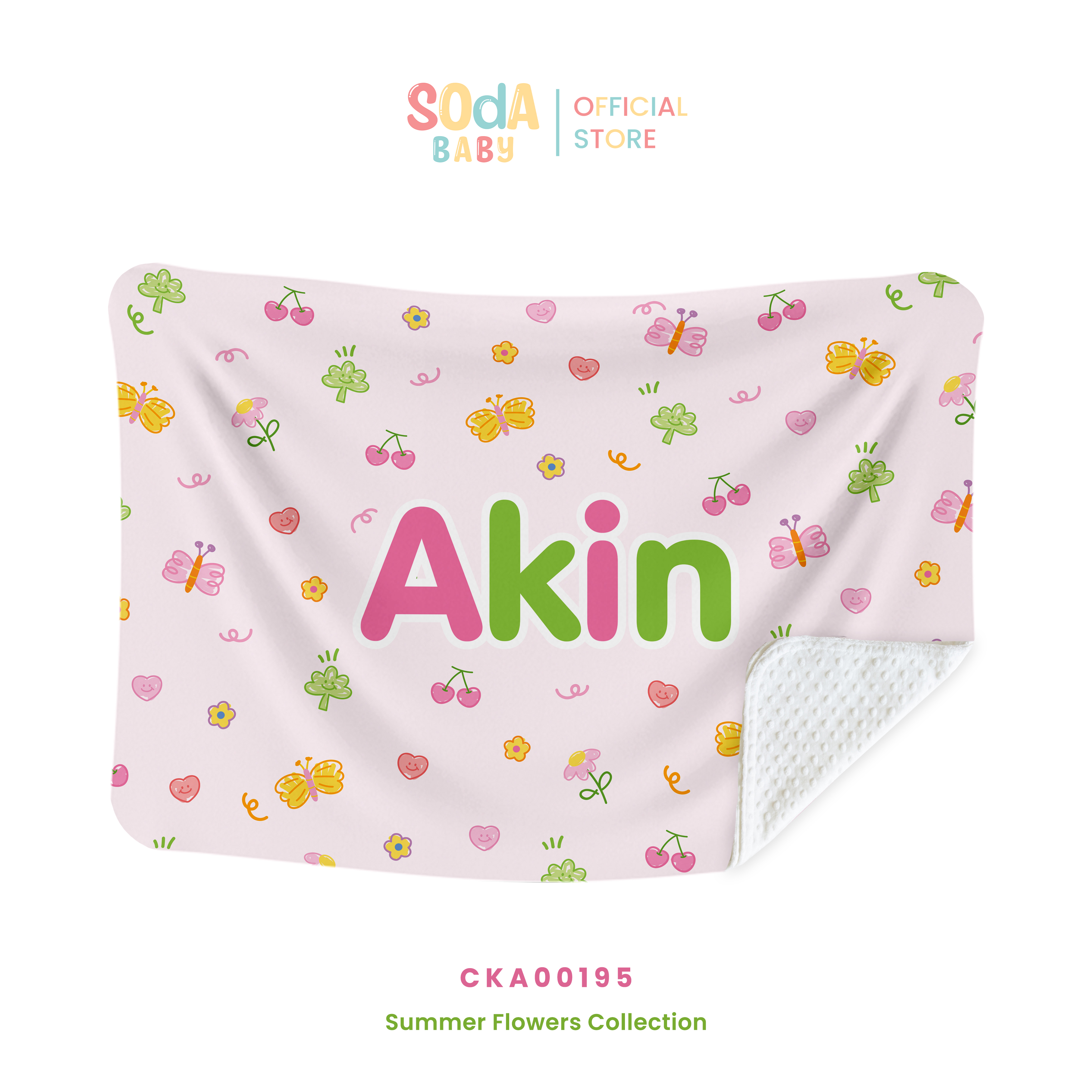 ผ้าห่มเด็ก ใส่ชื่อได้ ลาย Butterfly loves flowers รหัส CKA00195 🌼🌸 #SummerFlowers #ผ้าห่ม #SOdAbaby