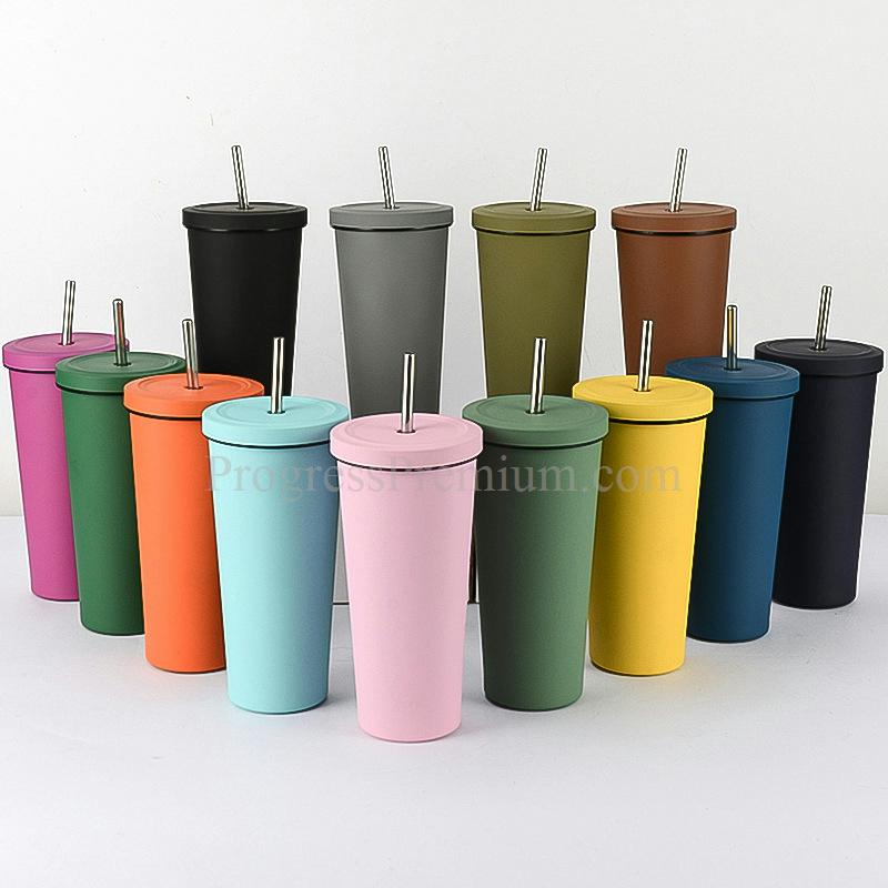 แก้วสแตนเลส ฝาเกลียวพร้อมหลอด ขนาด 24 ออนซ์/750 ml