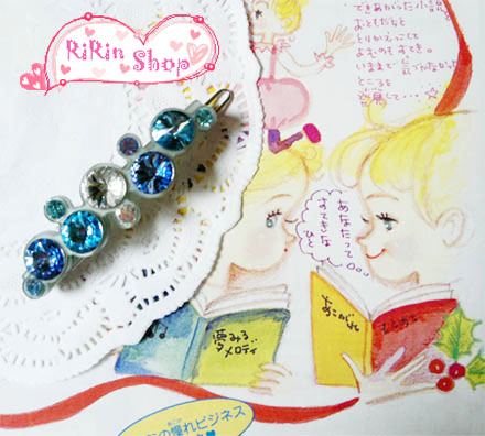 Renachris กิ๊บติดผมคริสตัลเม็ดโตหลากสีจาก Swarovski (ฟ้า)